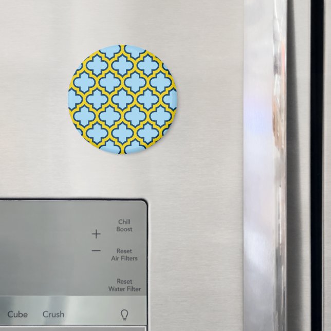 Aimant Trellis bleu et jaune, treillis, Quatrefoil (In situ (réfrigérateur))