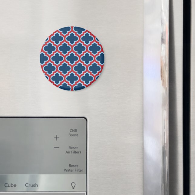 Aimant Trellis marocain bleu et rouge, treillis, Quatrefo (In situ (réfrigérateur))