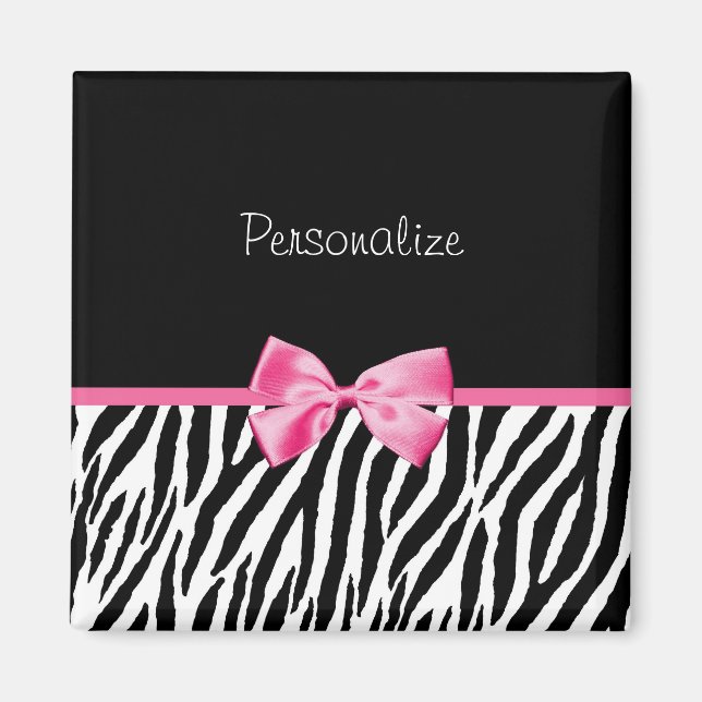Aimant Trendy Black And White Zebra Print Rose Ribbon (Devant)