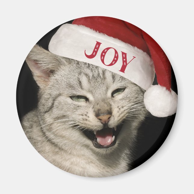 Aimant Très drôle Père Noël Chat Rire Photo Noël (Devant)