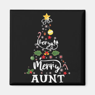 Aimant Très Joyeuse Tante Arbre de Noël Lumières Xma