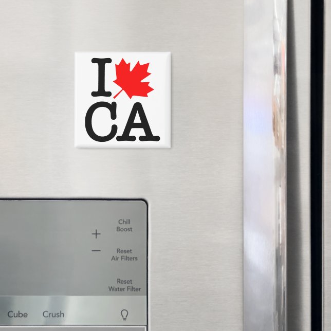 Aimant Très Poli Feuille d'Érable Rouge Noir J'Aime Canad (In situ (réfrigérateur))