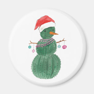 Aimant Très un bonhomme de neige de Noël de cactus