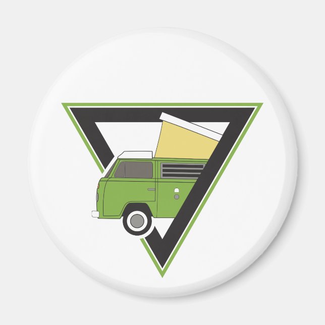 Aimant triangle classique camper vert camper van (Devant)
