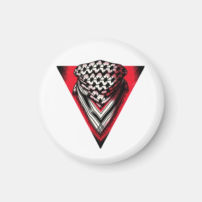 Aimant Triangle rouge inversé keffiyeh (Devant)