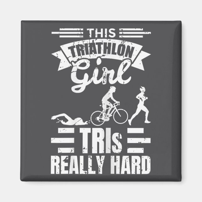 Aimant Triathlete Girls Funny Triathlon  (Devant)