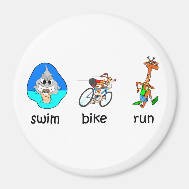 Aimant Triathlon drôle (Devant)