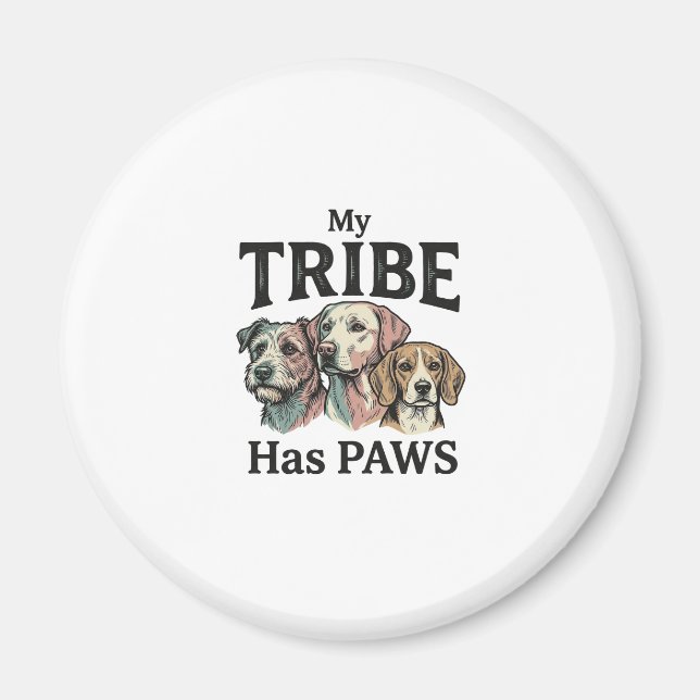 Aimant Tribu de chiens a des pattes dessin de gravure vin (Devant)