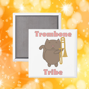 Aimant Tribu du Trombone Lettres Roses Chat Drôle