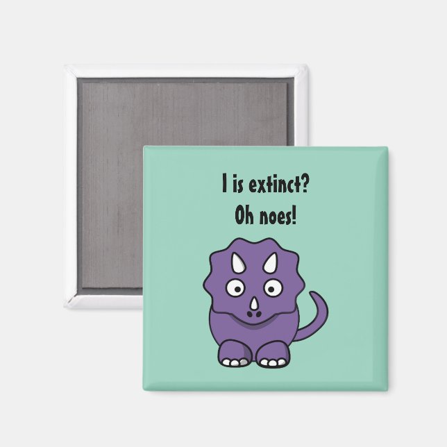 Aimant Tricératops mignon pourpre Cartoon avec Extinction (Recto/Verso)