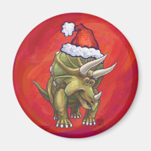 Aimant Triceratops Noël sur Rouge
