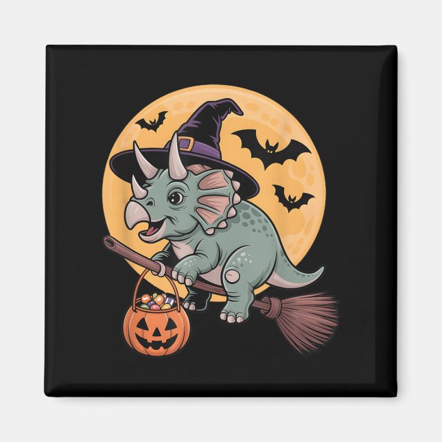 Aimant Tricératops Witch Casquette Citrouille Halloween C (Devant)