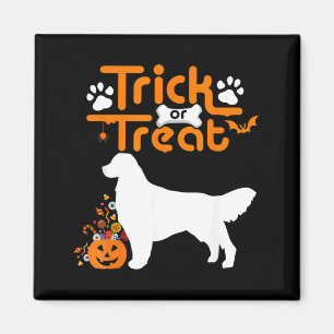 Aimant Trick Or Treat Golden Retriever Chien Halloween