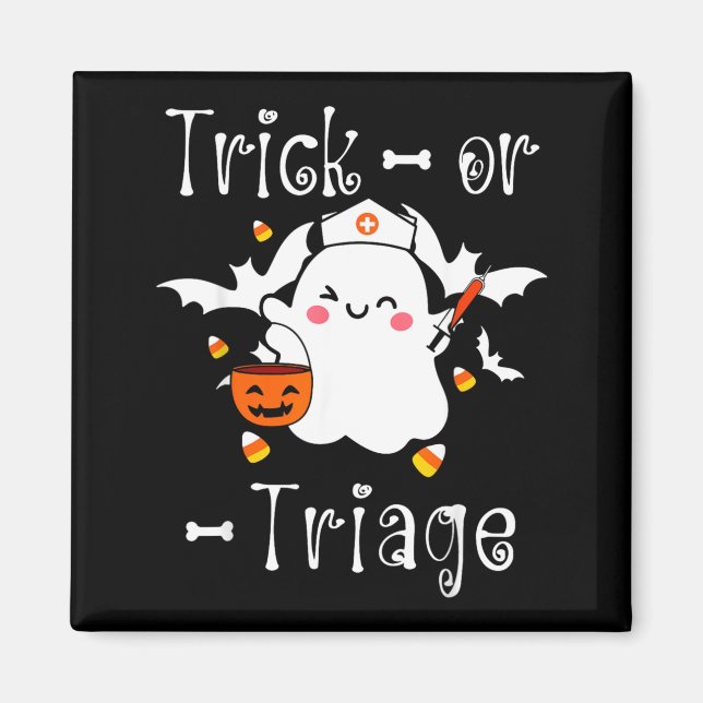 Aimant Trick Or Triage Infirmière de triage Fantôme Hallo (Devant)