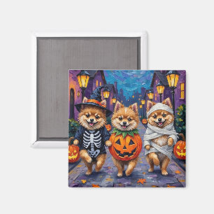 Aimant Trick ou traitement de Poméranie en costumes d'Hal