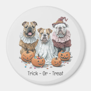 Aimant Trick Ou Traiter Citrouille De Buldogs Anglais Hal