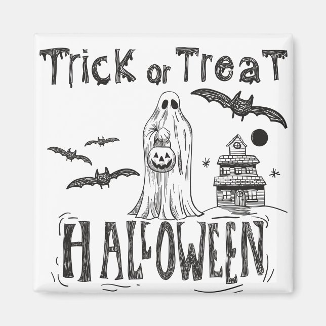 Aimant Trick ou traiter Halloween Citrouille Funny (Devant)