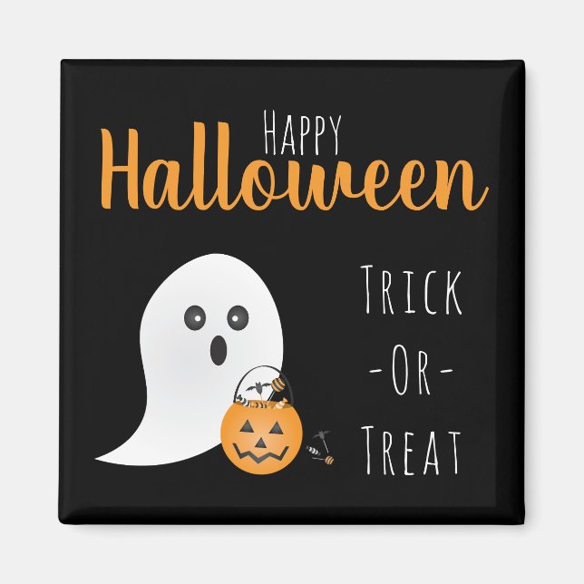 Aimant Trick Ou Traiter Happy Halloween Ghost Éffrayant (Devant)