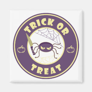 Aimant Trick ou traiter l'araignée halloween style Starbu
