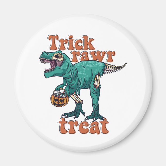 Aimant Trick Rawr Treat Zombie T Rex Halloween Dinosaur (Devant)