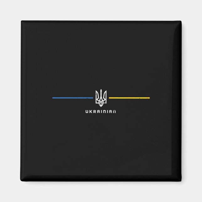 Aimant Trident Ukrainien Lignes Ukaine Tryzub Symbole Hom (Devant)