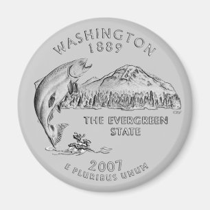 Aimant Trimestre de l'État de Washington avec votre coule