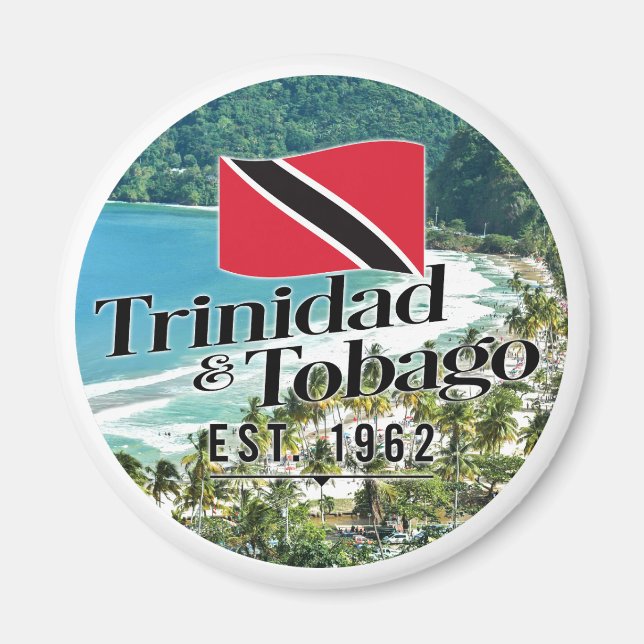Aimant "Trinidad & Tobago Est. Plage Drapeau De 1962" (Devant)