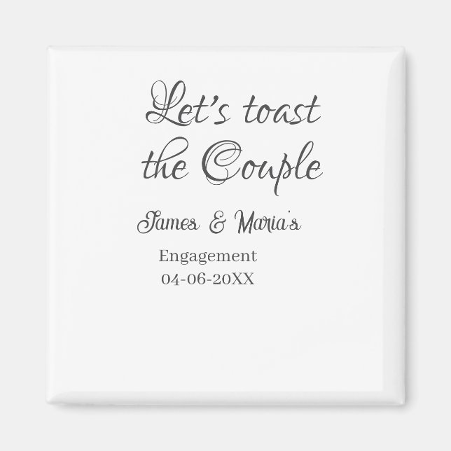 Aimant Trinquons au nom de la fête d'engagement du couple (Devant)