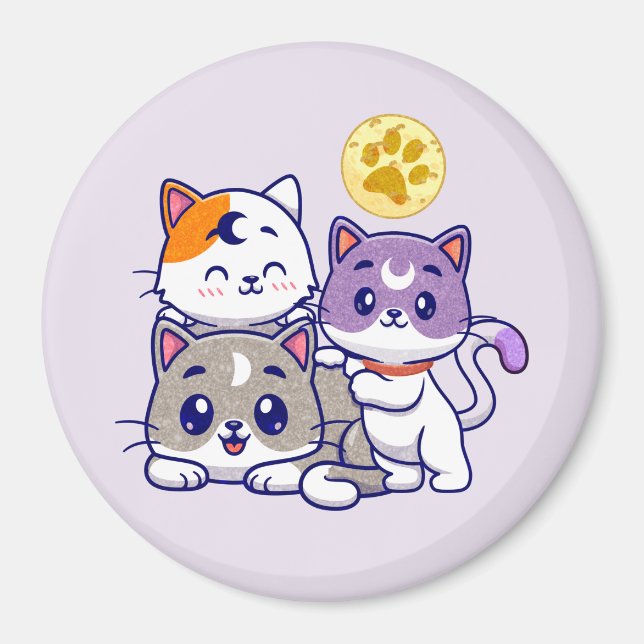 Aimant Trio adorable - Trois chats mignons (Devant)