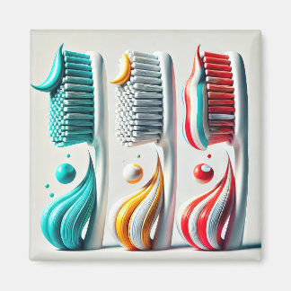 Aimant Trio Brosse à dents. Art minimaliste pour Clinique