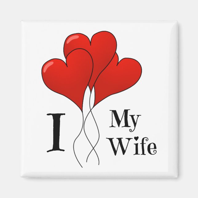 Aimant Trio de Ballons du Coeur Rouge J'aime ma femme (Devant)