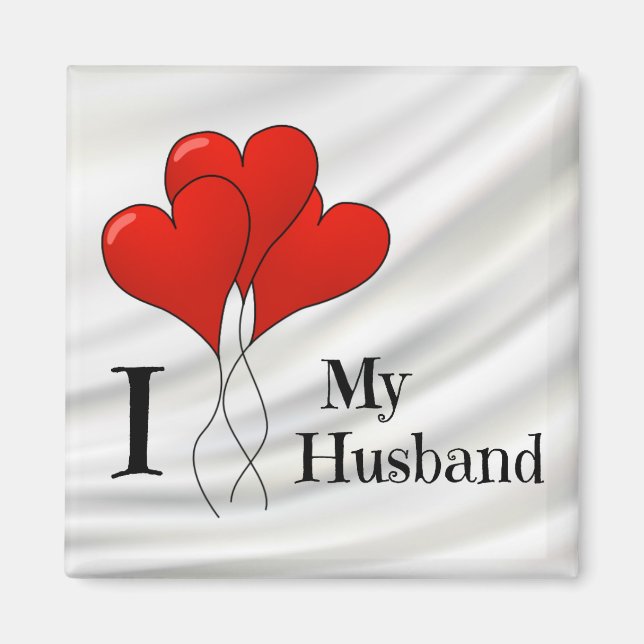 Aimant Trio de Ballons du Coeur Rouge J'aime mon mari (Devant)