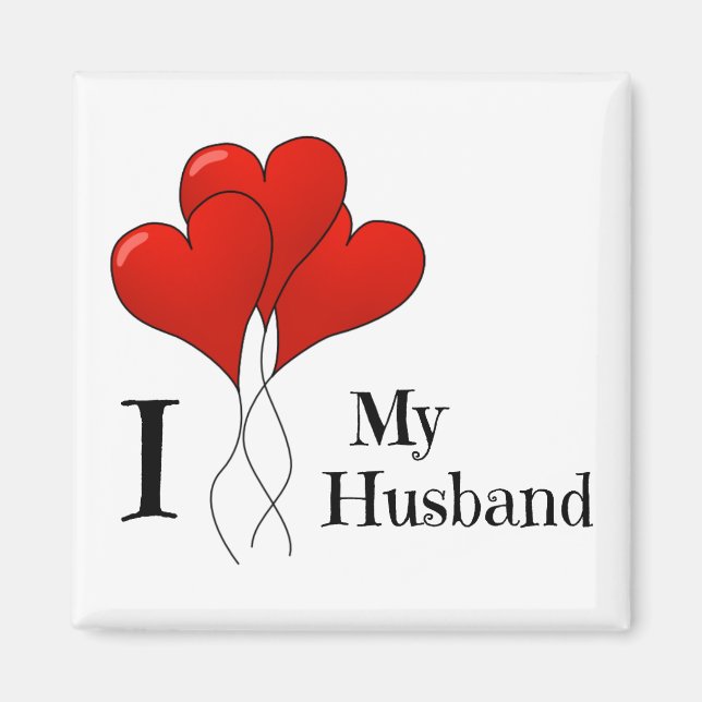 Aimant Trio de Ballons du Coeur Rouge J'aime mon mari (Devant)