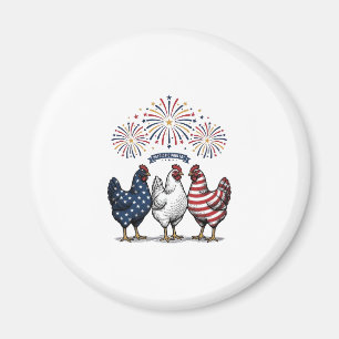 Aimant Trio de poulets patriotiques Gravure vintage vecte
