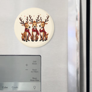 Aimant Trio de rennes de Noël mignons avec des écharpes à