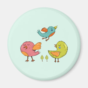 Aimant Trio d'oiseaux Whimsical colorés et mignons