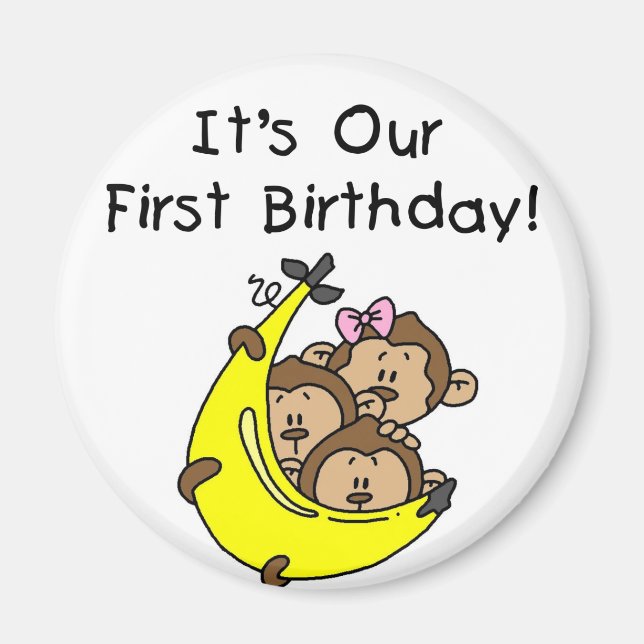 Aimant Triplets 1er - Deux garçons, une fille (Devant)