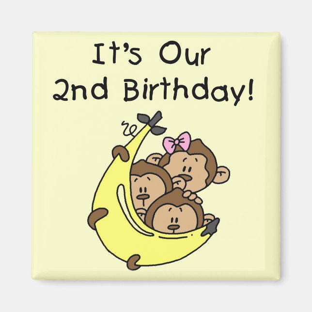 Aimant Triplets 2e - Deux garçons / Un tee-shirt fille (Devant)