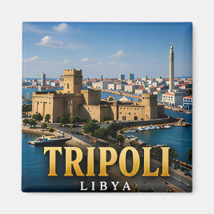 Aimant Tripoli, château rouge et côte méditerranéenne