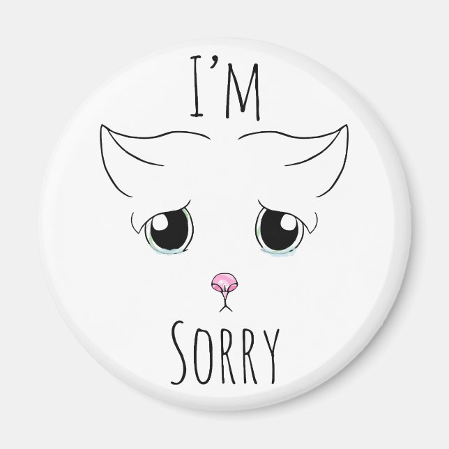 Aimant Triste visage de chat : Je suis désolé (Devant)