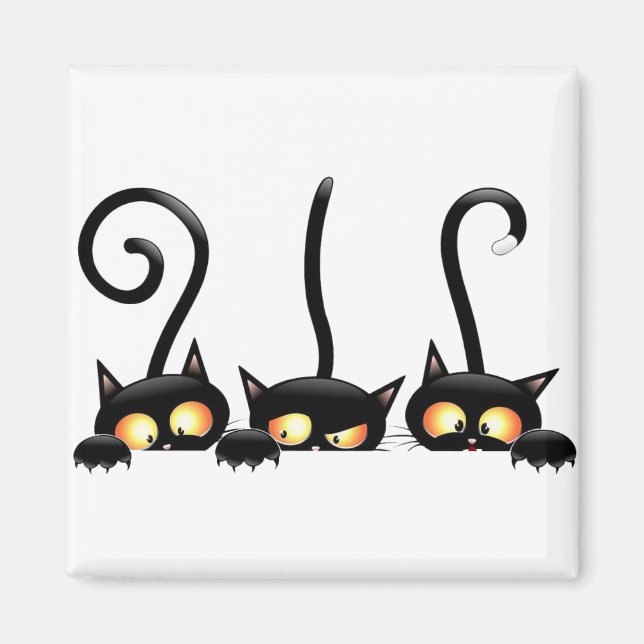 Aimant Trois chats noirs (Devant)