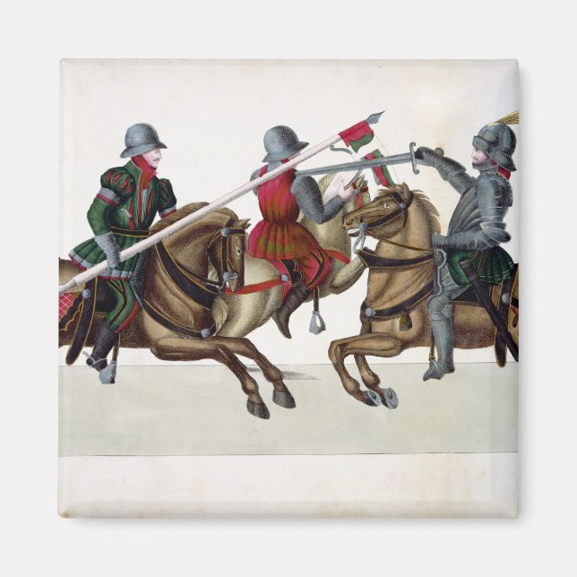 Aimant Trois chevaliers à un tournoi, assiette de 'A Hist (Devant)