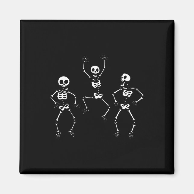 Aimant Trois Dansons Drôle Skeletons Halloween (Devant)