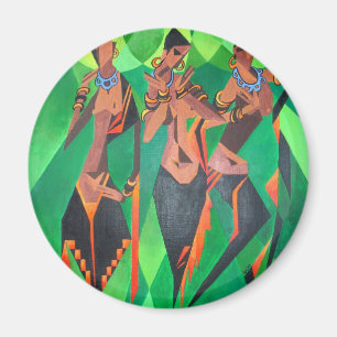 Aimant Trois Femmes Noires Traditionnelles Ethniques Dans