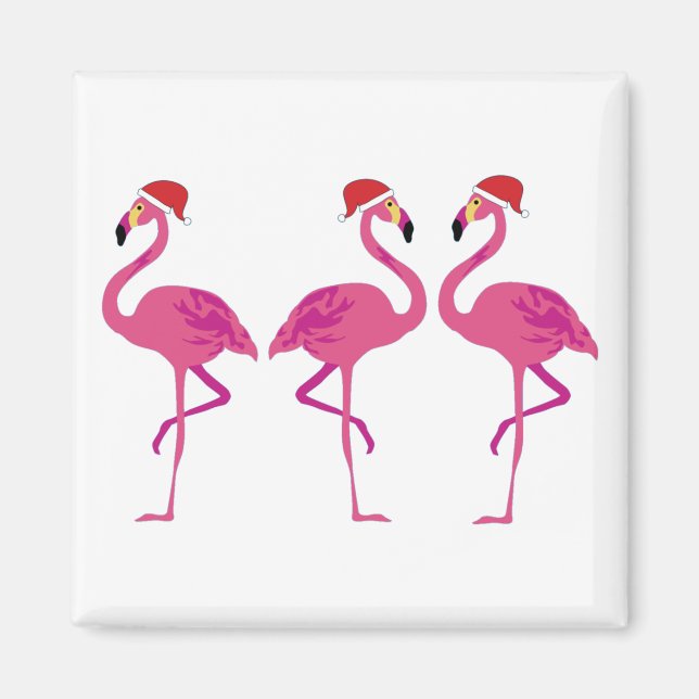 Aimant Trois Flamants roses de Noël (Devant)