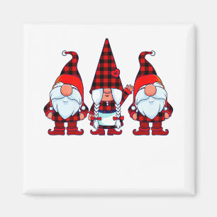 Aimant Trois Gnomes à Buffalo Plaid Noël Gnome Xmas