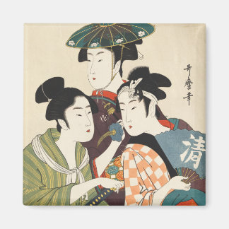 Aimant Trois jeunes hommes ou femmes, Utamaro