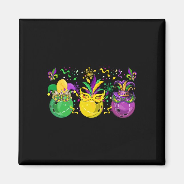 Aimant Trois Mardi Gras Bowling Par Chapeaux de Bouffon M (Devant)