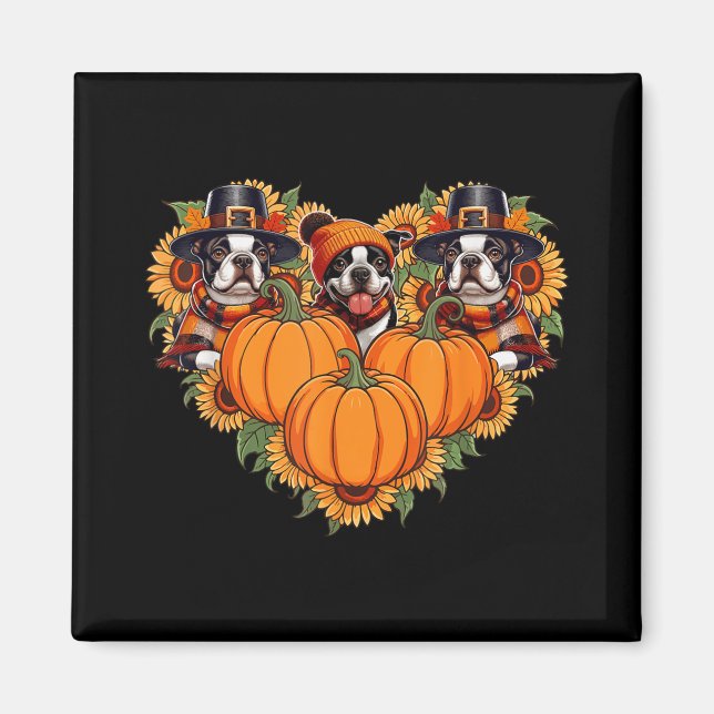 Aimant Trois mignons Shar Peis Thanksgiving Pilgrim Fall  (Devant)