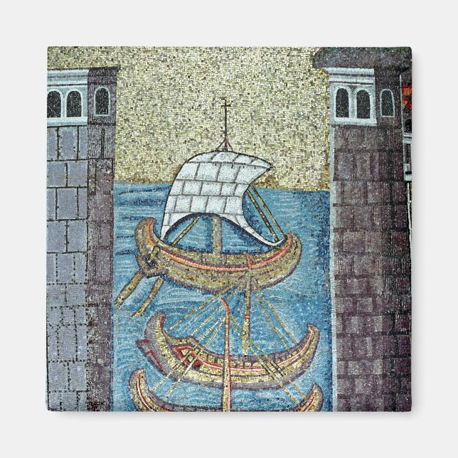 Aimant Trois navires entrant dans le port de Ravenne (Devant)